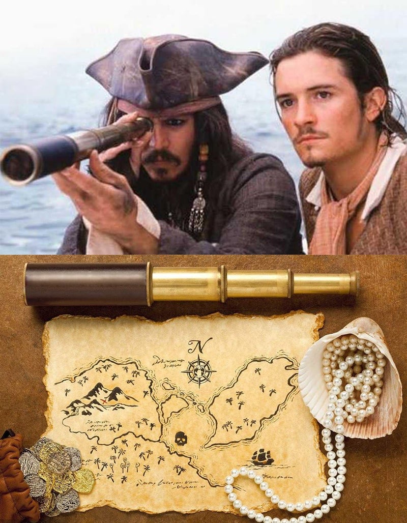 Laupha Retro Pirate Telescope Zoomable 25x30 Pocket Monocular Portable Collapsible BAK-4 Lens Captain Jack's Spyglass Handheld Telescope Vintage Telescope for Kids - Image 5